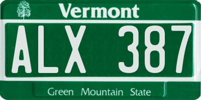 VT license plate ALX387