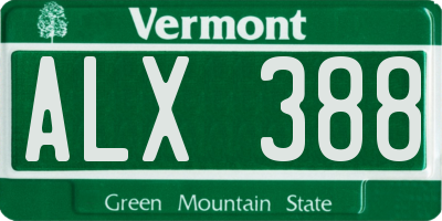VT license plate ALX388