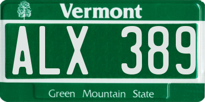 VT license plate ALX389