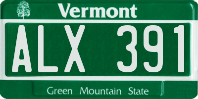 VT license plate ALX391