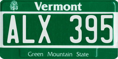 VT license plate ALX395
