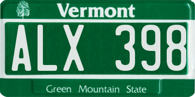 VT license plate ALX398