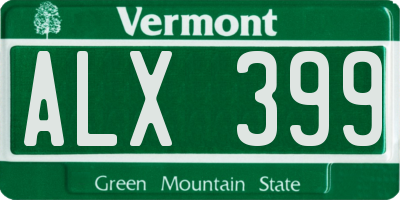 VT license plate ALX399
