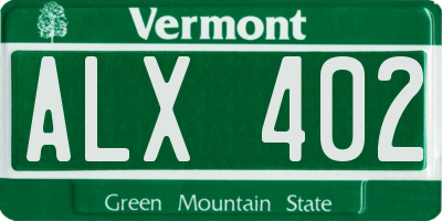 VT license plate ALX402