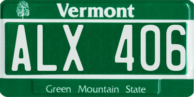 VT license plate ALX406