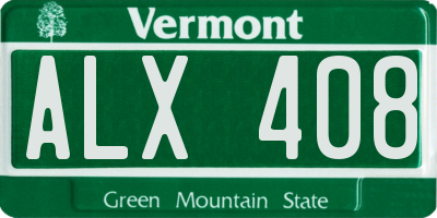 VT license plate ALX408