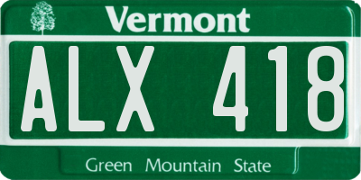 VT license plate ALX418