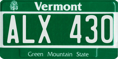 VT license plate ALX430