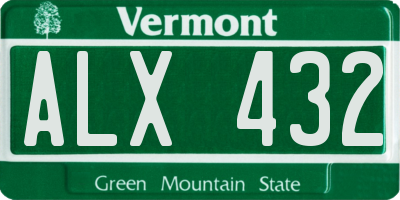 VT license plate ALX432