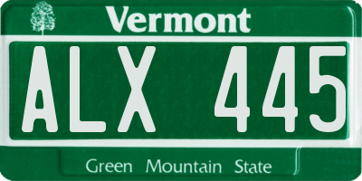 VT license plate ALX445