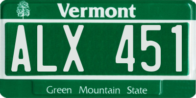 VT license plate ALX451