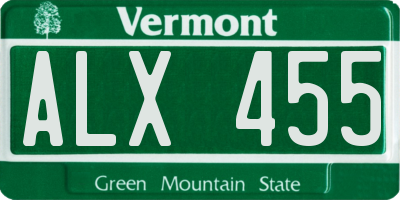 VT license plate ALX455