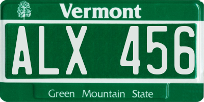 VT license plate ALX456