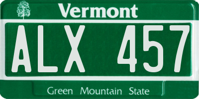 VT license plate ALX457