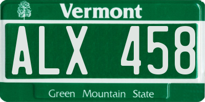 VT license plate ALX458