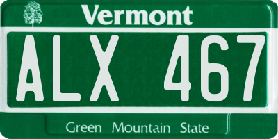 VT license plate ALX467