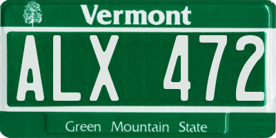 VT license plate ALX472