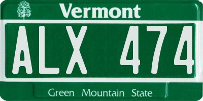 VT license plate ALX474