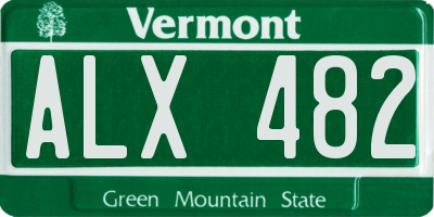 VT license plate ALX482