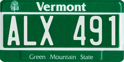 VT license plate ALX491