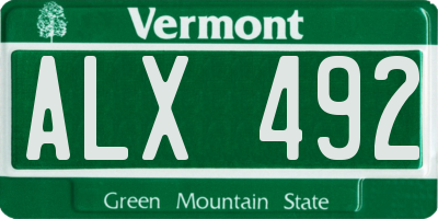 VT license plate ALX492