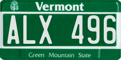 VT license plate ALX496