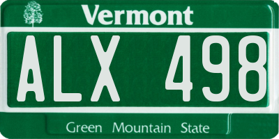 VT license plate ALX498