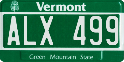 VT license plate ALX499