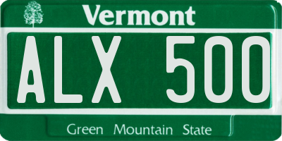 VT license plate ALX500
