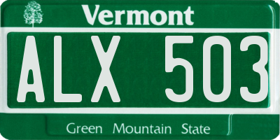 VT license plate ALX503