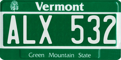 VT license plate ALX532
