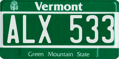 VT license plate ALX533