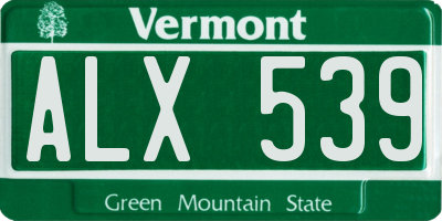 VT license plate ALX539