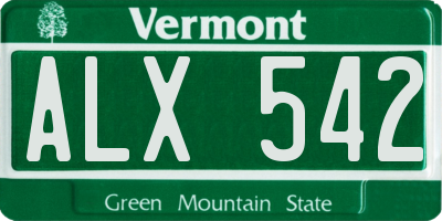 VT license plate ALX542