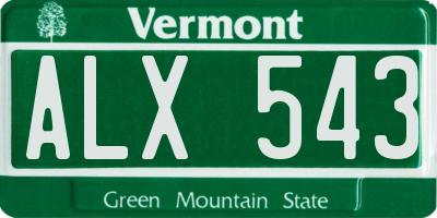 VT license plate ALX543