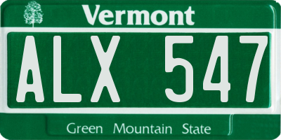 VT license plate ALX547