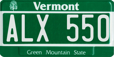 VT license plate ALX550