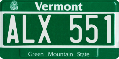 VT license plate ALX551