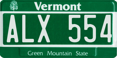 VT license plate ALX554