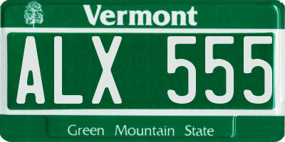 VT license plate ALX555
