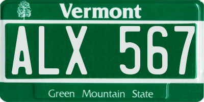 VT license plate ALX567