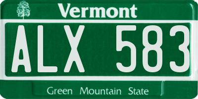 VT license plate ALX583