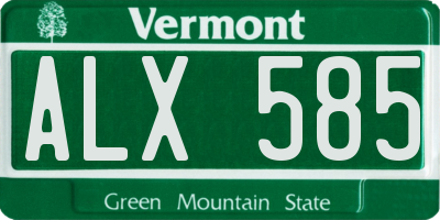 VT license plate ALX585
