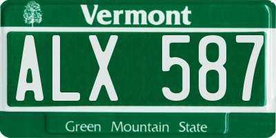 VT license plate ALX587