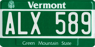 VT license plate ALX589
