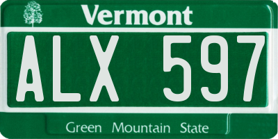 VT license plate ALX597