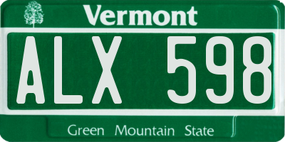 VT license plate ALX598