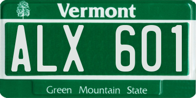 VT license plate ALX601