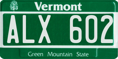 VT license plate ALX602