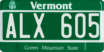 VT license plate ALX605